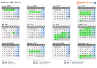 Kalender 2007 mit Ferien und Feiertagen Berlin