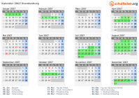 Kalender 2007 mit Ferien und Feiertagen Brandenburg