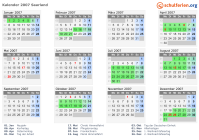 Kalender 2007 mit Ferien und Feiertagen Saarland