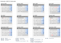 Kalender 2007 mit Ferien und Feiertagen El Salvador