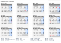 Kalender 2007 mit Ferien und Feiertagen Estland