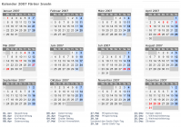 Kalender 2007 mit Ferien und Feiertagen Färöer Inseln