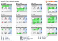 Kalender 2007 mit Ferien und Feiertagen Clermont-Ferrand