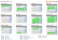 Kalender 2007 mit Ferien und Feiertagen Lyon