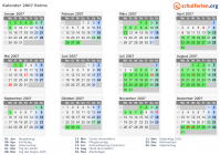 Kalender 2007 mit Ferien und Feiertagen Reims