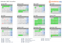 Kalender 2007 mit Ferien und Feiertagen Versailles