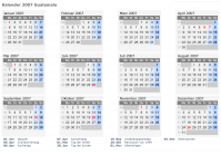 Kalender 2007 mit Ferien und Feiertagen Guatemala