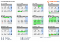 Kalender 2007 mit Ferien und Feiertagen Friesland
