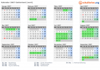Kalender 2007 mit Ferien und Feiertagen Gelderland (nord)