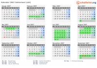 Kalender 2007 mit Ferien und Feiertagen Gelderland (süd)