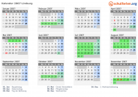 Kalender 2007 mit Ferien und Feiertagen Limburg