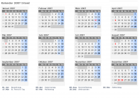 Kalender 2007 mit Ferien und Feiertagen Irland