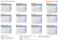 Kalender 2007 mit Ferien und Feiertagen Kasachstan