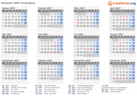 Kalender 2007 mit Ferien und Feiertagen Kolumbien