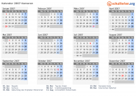 Kalender 2007 mit Ferien und Feiertagen Komoren