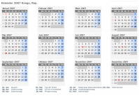 Kalender 2007 mit Ferien und Feiertagen Kongo, Rep.