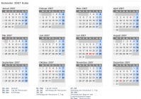 Kalender 2007 mit Ferien und Feiertagen Kuba