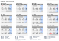 Kalender 2007 mit Ferien und Feiertagen Lettland