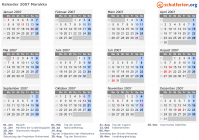 Kalender 2007 mit Ferien und Feiertagen Marokko