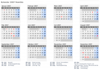 Kalender 2007 mit Ferien und Feiertagen Namibia