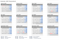 Kalender 2007 mit Ferien und Feiertagen Neuseeland