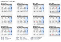 Kalender 2007 mit Ferien und Feiertagen Nicaragua