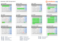 Kalender 2007 mit Ferien und Feiertagen Burgenland