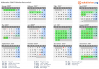 Kalender 2007 mit Ferien und Feiertagen Niederösterreich