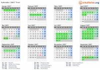Kalender 2007 mit Ferien und Feiertagen Tirol