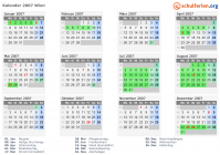 Kalender 2007 mit Ferien und Feiertagen Wien