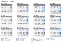 Kalender 2007 mit Ferien und Feiertagen Panama
