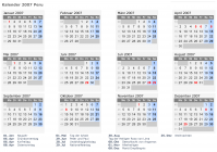 Kalender 2007 mit Ferien und Feiertagen Peru