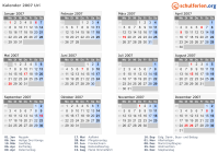 Kalender 2007 mit Ferien und Feiertagen Uri