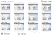 Kalender 2007 mit Ferien und Feiertagen Simbabwe