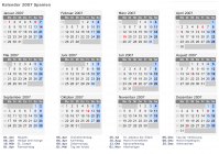 Kalender 2007 mit Ferien und Feiertagen Spanien