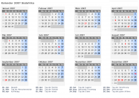 Kalender 2007 mit Ferien und Feiertagen Südafrika