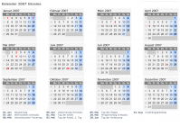 Kalender 2007 mit Ferien und Feiertagen Ukraine