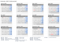 Kalender 2007 mit Ferien und Feiertagen Vatikanstadt