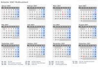 Kalender 2007 mit Ferien und Feiertagen Weißrussland