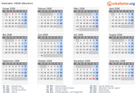 Kalender 2008 mit Ferien und Feiertagen Albanien