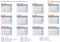 Kalender 2008 mit Ferien und Feiertagen Amerikanische Jungferninseln