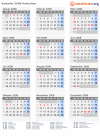 Kalender 2008 mit Ferien und Feiertagen Australien