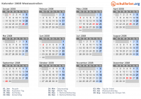Kalender 2008 mit Ferien und Feiertagen Westaustralien