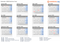 Kalender 2008 mit Ferien und Feiertagen Burkina Faso