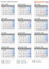 Kalender 2008 mit Ferien und Feiertagen Dänemark