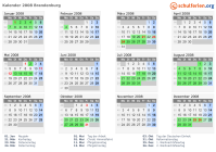 Kalender 2008 mit Ferien und Feiertagen Brandenburg