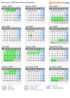 Kalender 2008 mit Ferien und Feiertagen Nordrhein-Westfalen