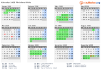 Kalender 2008 mit Ferien und Feiertagen Rheinland-Pfalz