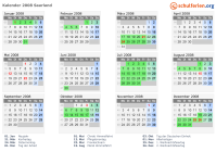 Kalender 2008 mit Ferien und Feiertagen Saarland
