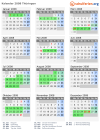 Kalender 2008 mit Ferien und Feiertagen Thüringen